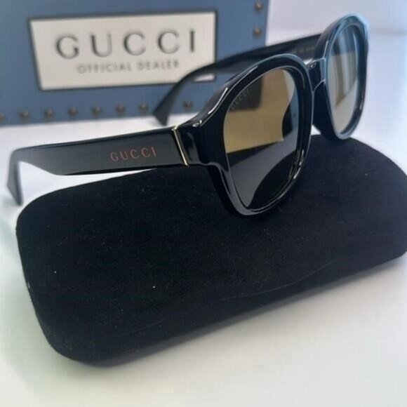 GUCCI GG1140SK-003 Unisex Classic Designer Sunglasses in Black & Gold/Brown 54mm - Picture 1 of 14